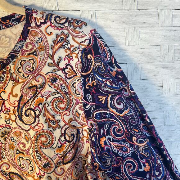 Lands’End womens long sleeve T Paisley colorful Pima cotton feminine cozycore ￼ - Picture 3 of 10